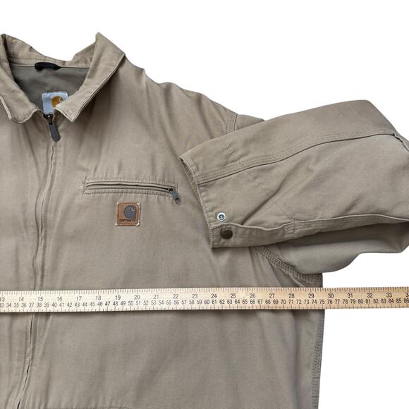 Carhartt Jacket Men;s 2XL J189 Tan Full Zip Bomber Coat Big & Tall Preowned READ - Picture 15 of 16